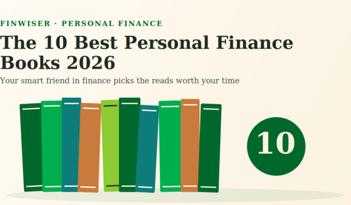 Best personal finance books 2026 — stack of ten books representing FinWiser's top money reading picks