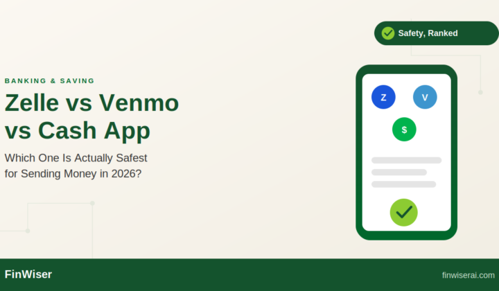 Zelle vs Venmo vs Cash App comparison graphic showing fee, speed, and safety icons for each payment app