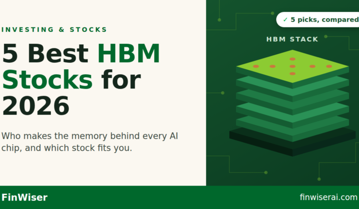 Illustration of a stacked memory chip beside the headline 5 Best HBM Stocks for 2026